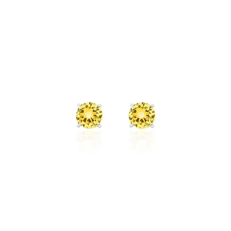 Brinco Ponto de Luz 7mm Prata 925 Fancy Yellow