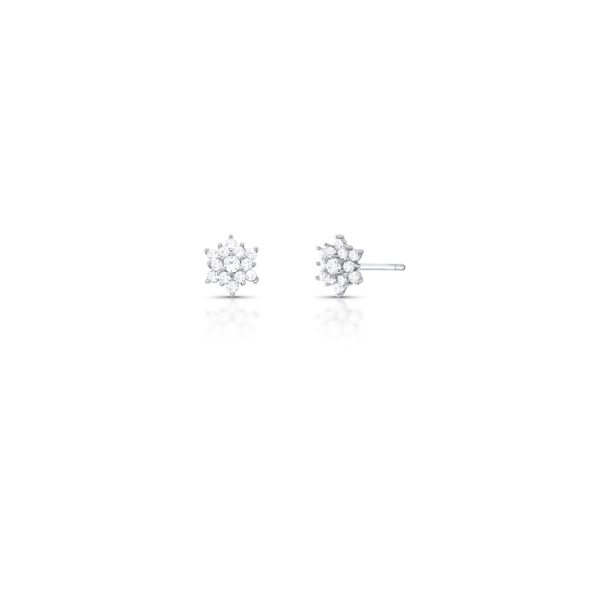 Brinco Flor 2mm Cravejado Prata 925