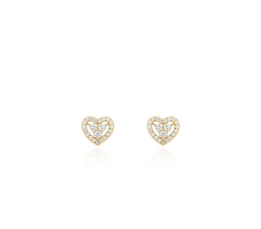 Brinco Coração Prata 925 - Ouro 18k