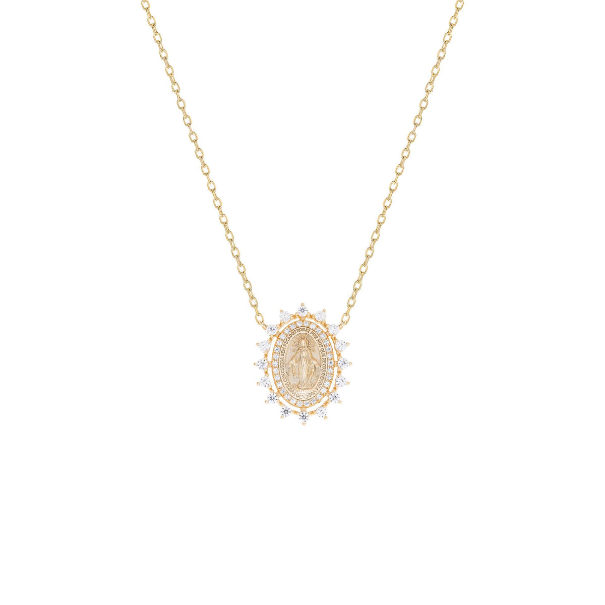 Colar Medalha Moissanite Prata 925 - Dourado