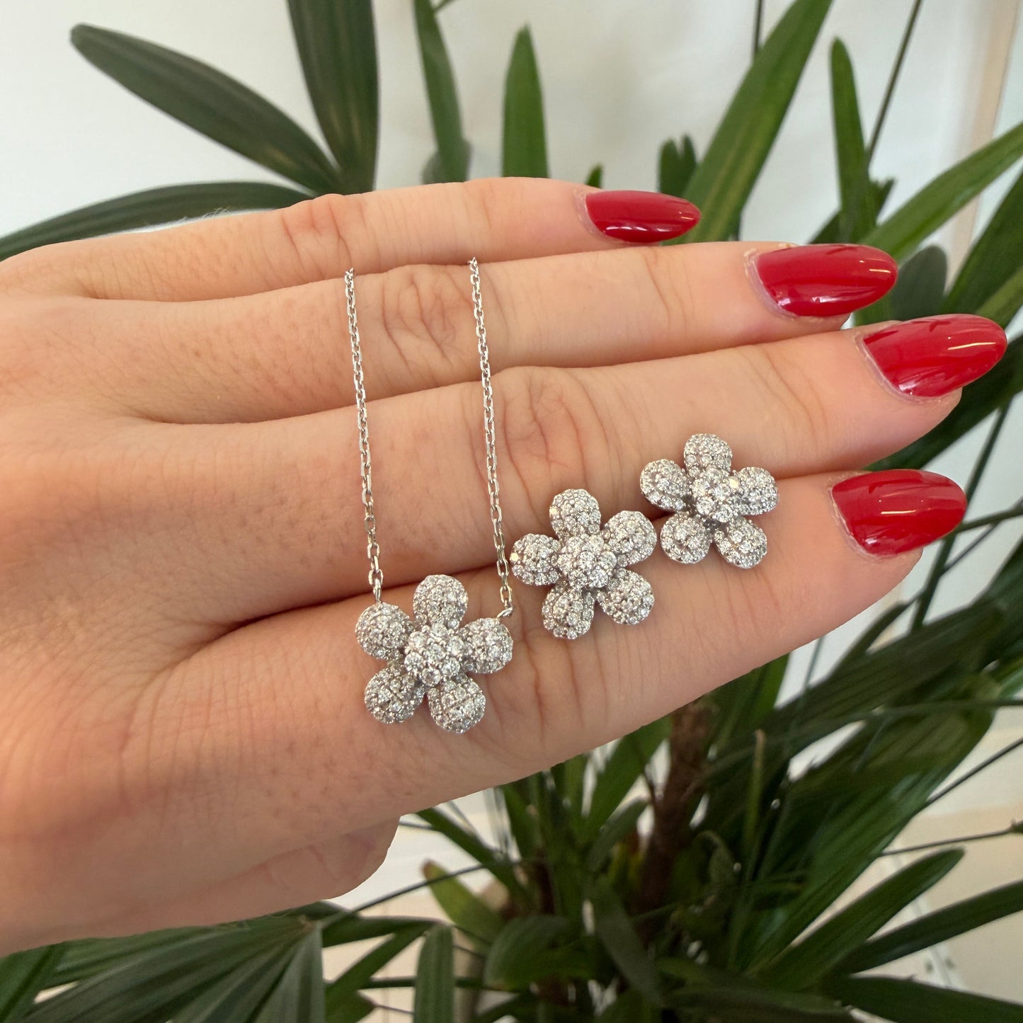 Conjunto Flor Prata 925