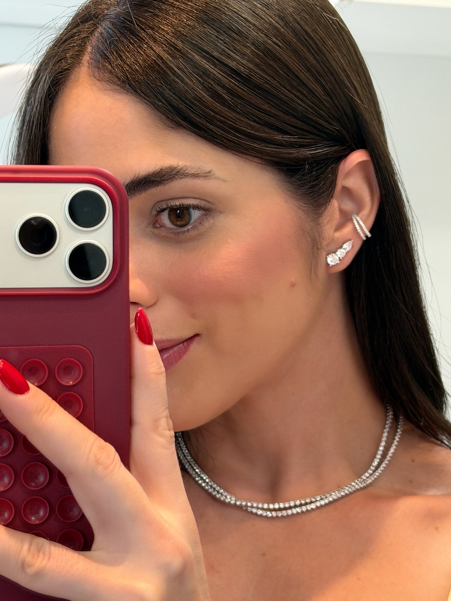 Brinco Ear Cuff Gota Zircônia Prata 925