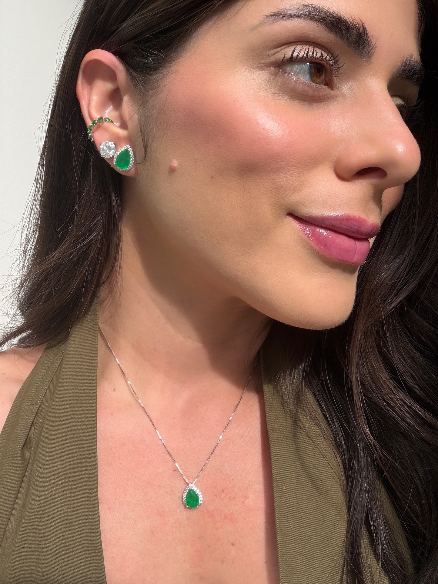 Conjunto Gota Cravejado Prata 925