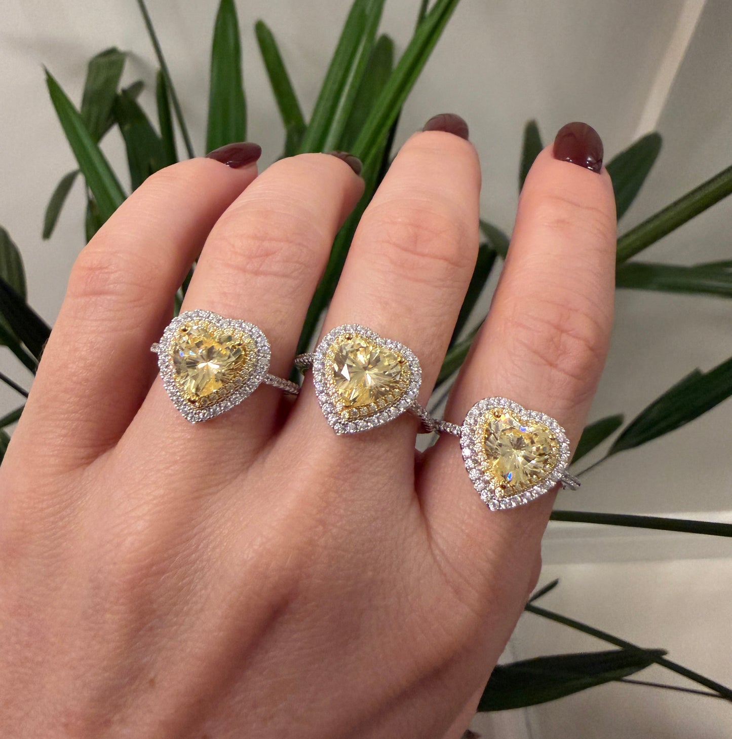 Anel Coração Fancy Yellow Prata 925
