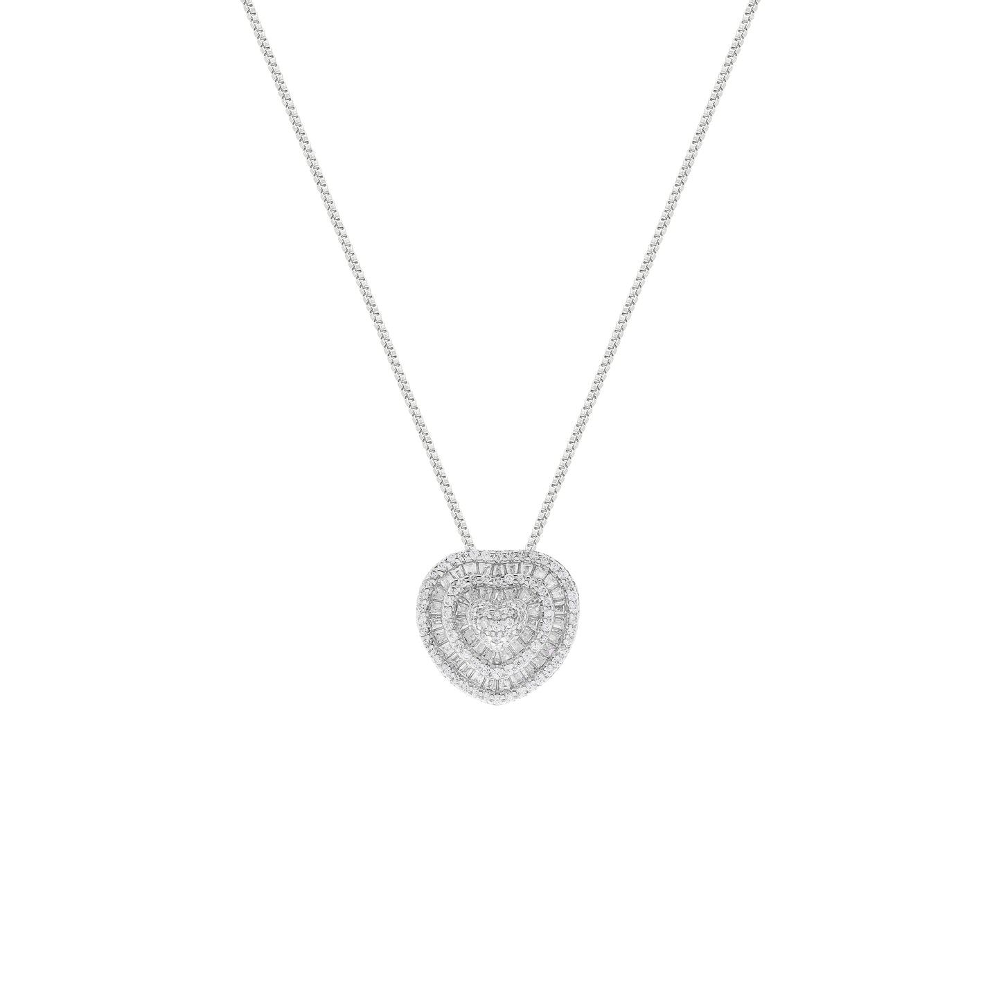 Conjunto Coração Baguetado Prata 925