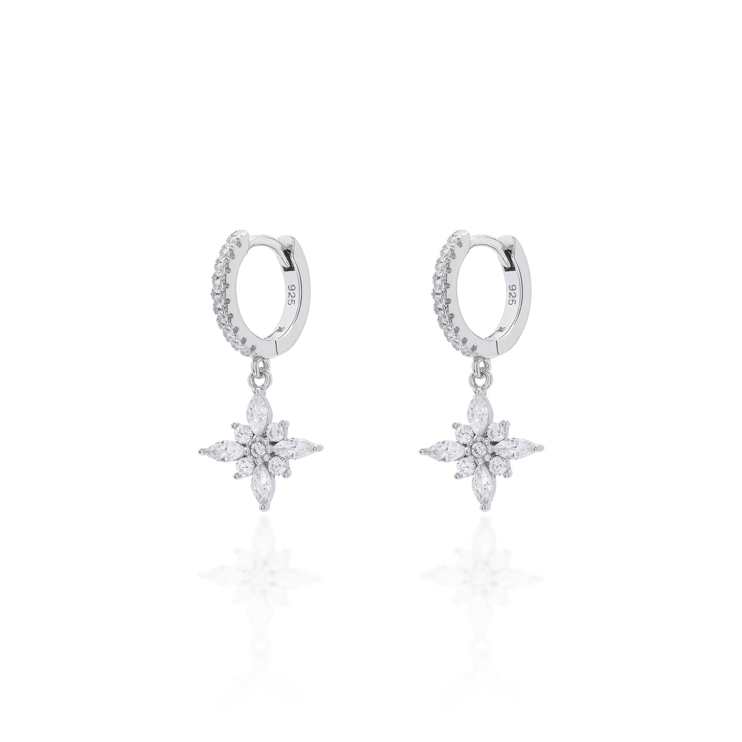 Argola Pingente Estrela Prata 925