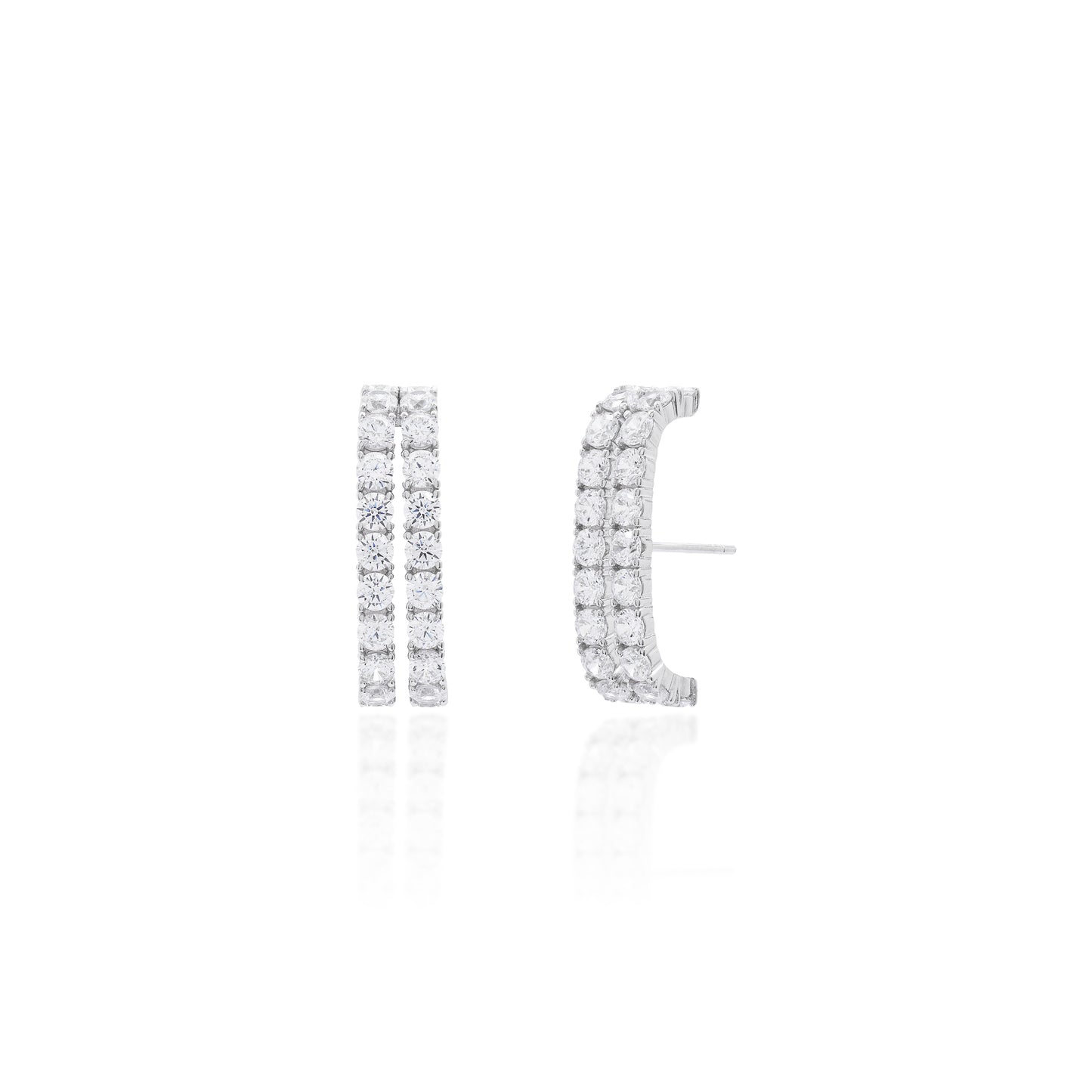 Brinco Ear Hook Duplo Prata 925