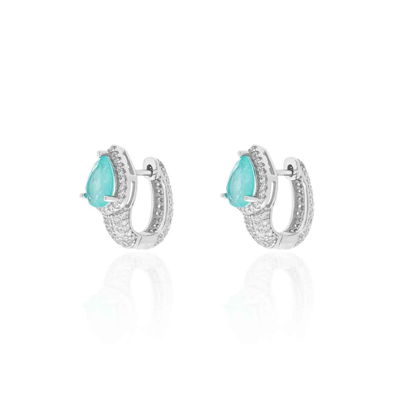 Brinco Argola Cravejada Gota Prata 925
