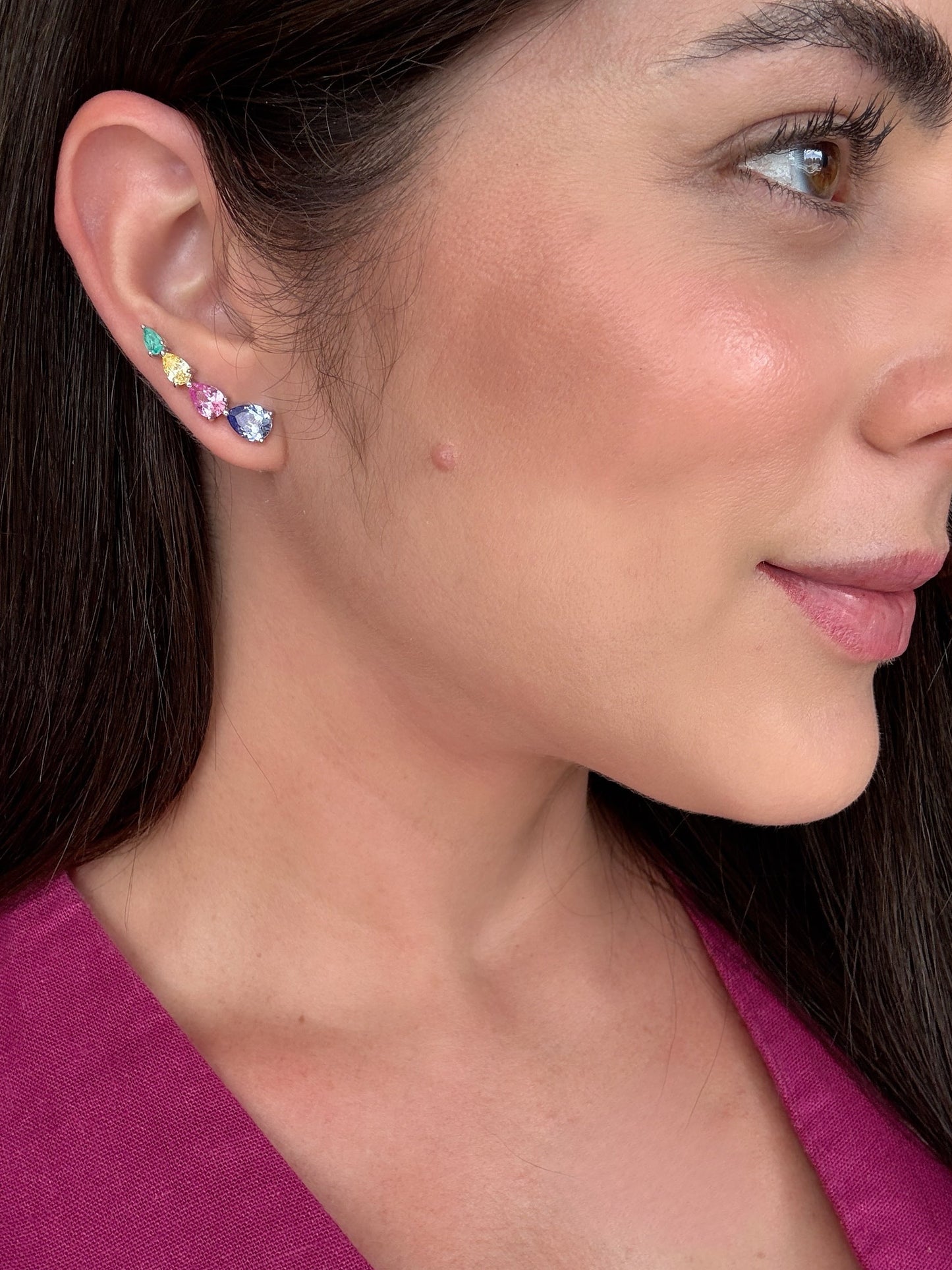 Brinco Ear Cuff Gotas Prata 925