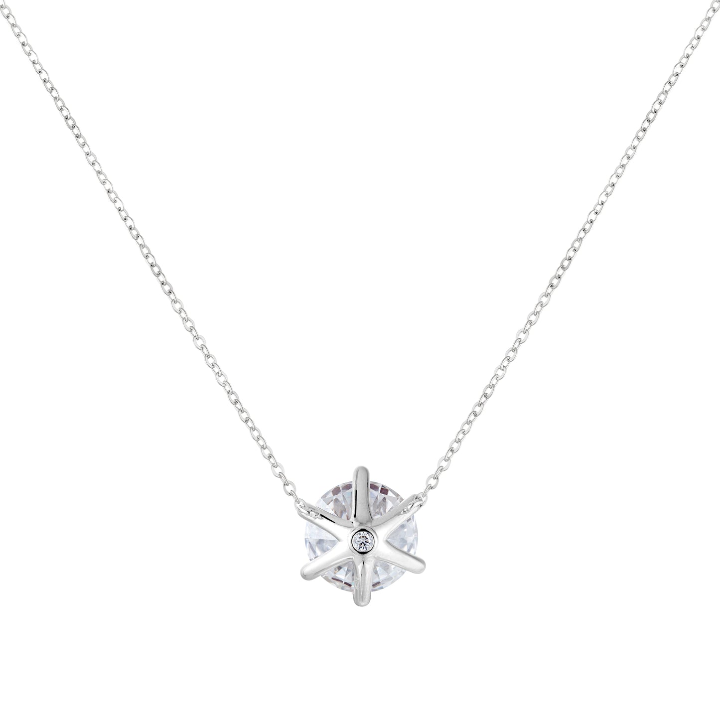 Colar Solitário em Moissanite 11mm Prata 925