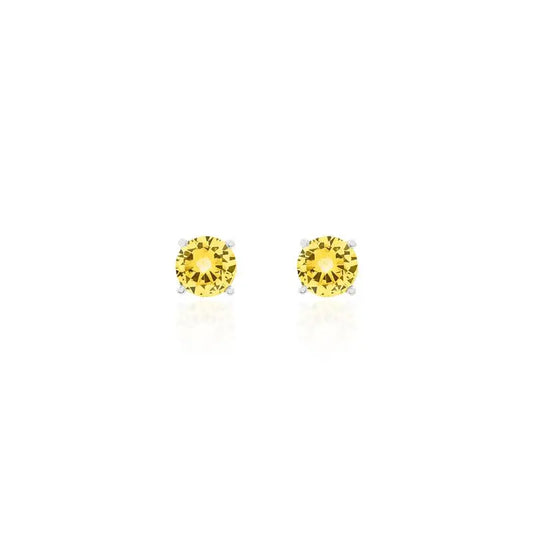 Brinco Ponto de Luz 7mm Prata 925 Fancy Yellow