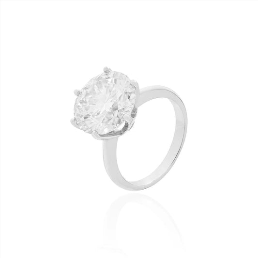 Anel Solitário 11.0mm em Moissanite Prata 925