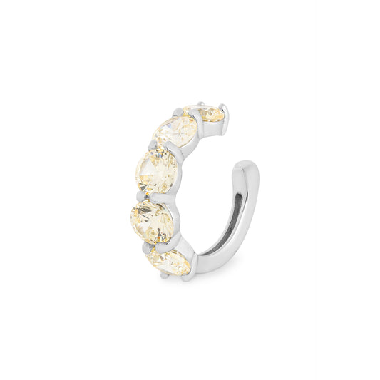 Piercing Fake 5mm Fancy Yellow Prata 925
