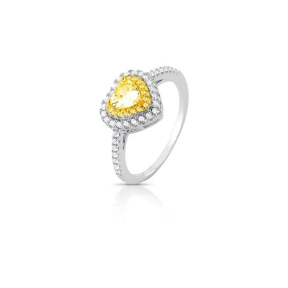 Anel Coração P Fancy Yellow Prata 925
