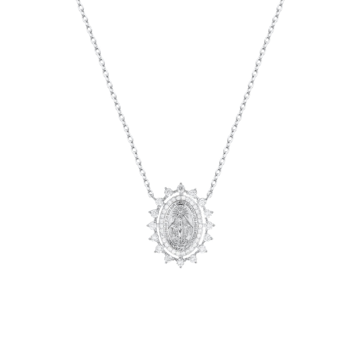 Colar Medalha Moissanite Prata 925