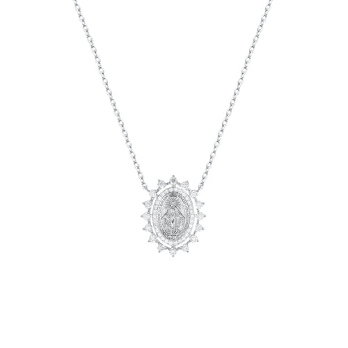 Colar Medalha Moissanite Prata 925