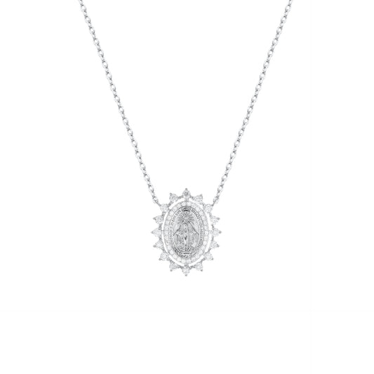 Colar Medalha Moissanite Prata 925