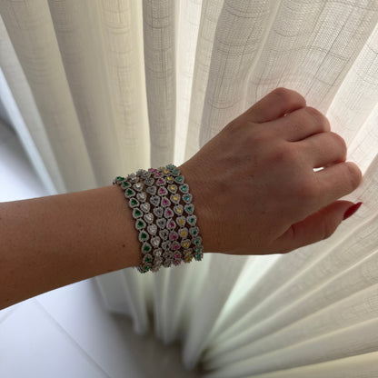 Pulseira Corações Cravejados