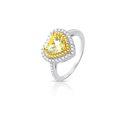 Anel Coração Fancy Yellow Prata 925