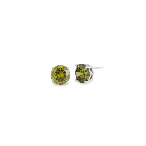 Brinco Ponto de Luz 8mm Verde Oliva Prata 925