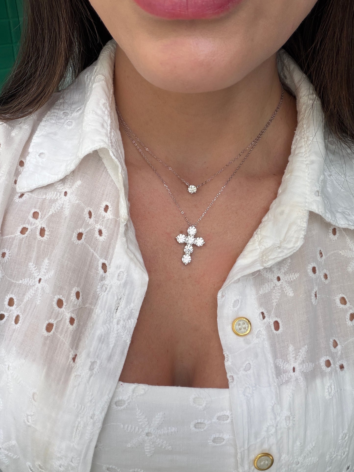 Colar Cruz em Moissanite Prata 925