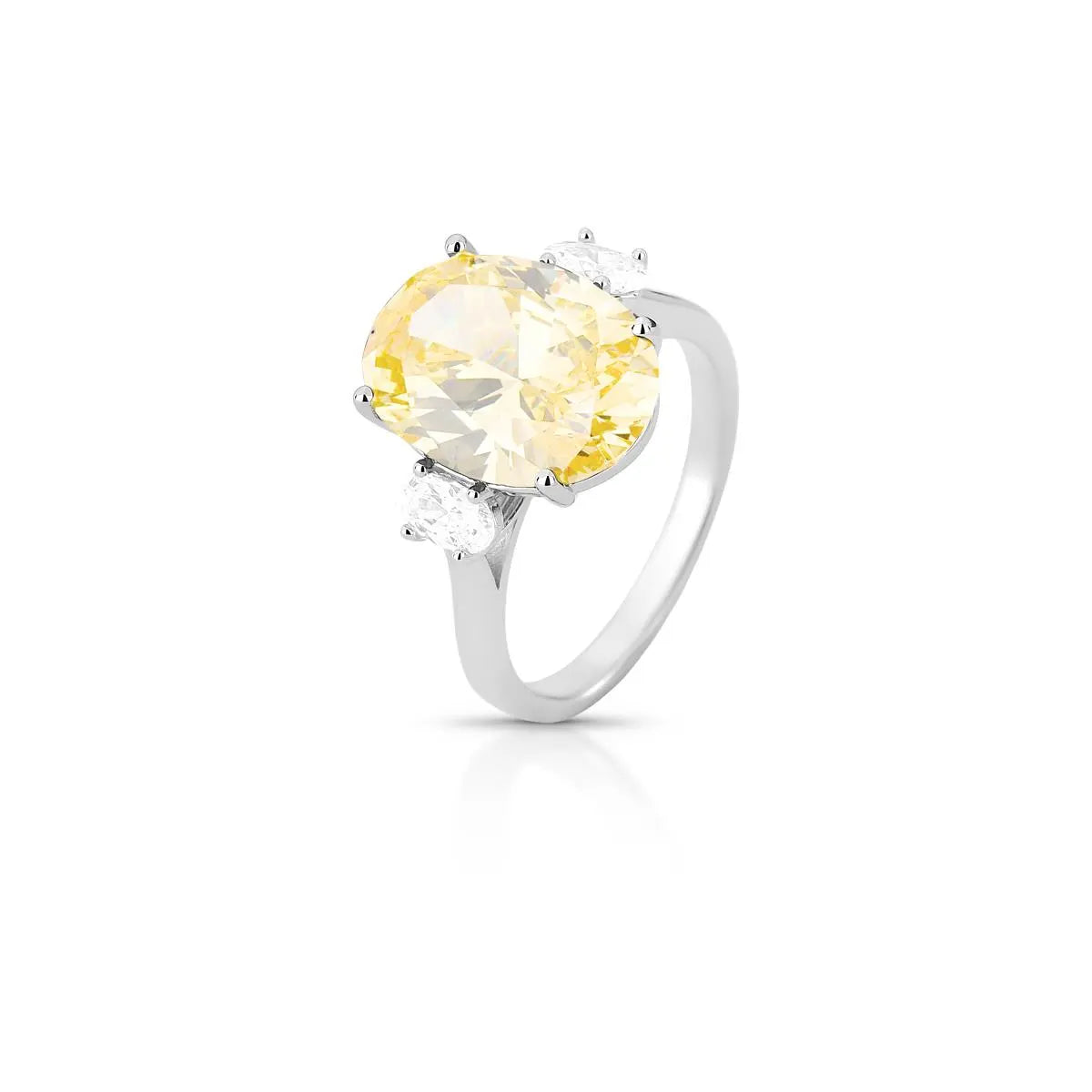 Anel Oval Fancy Yellow Prata 925