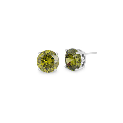 Brinco Ponto de Luz 10mm Verde Oliva Prata 925