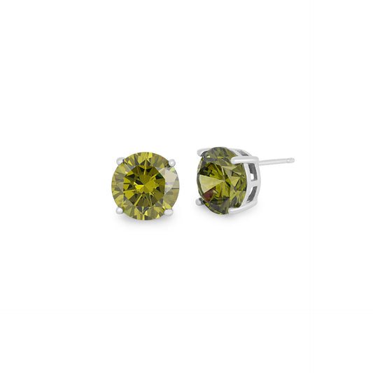 Brinco Ponto de Luz 10mm Verde Oliva Prata 925