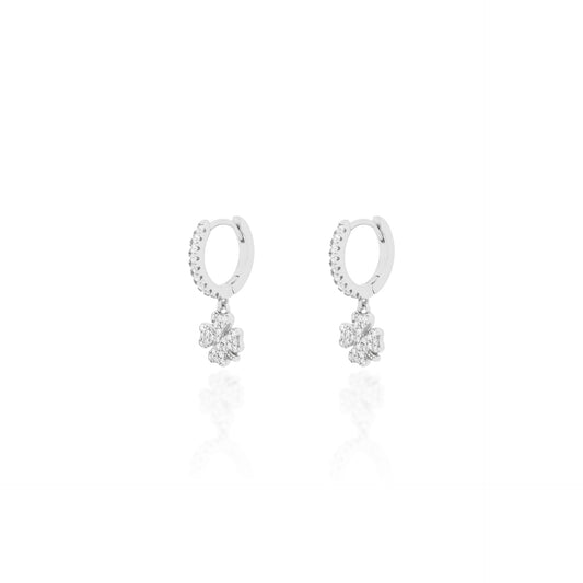 Argola Trevo Cravejado Prata 925