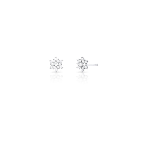 Brinco Flor 2mm Cravejado Prata 925