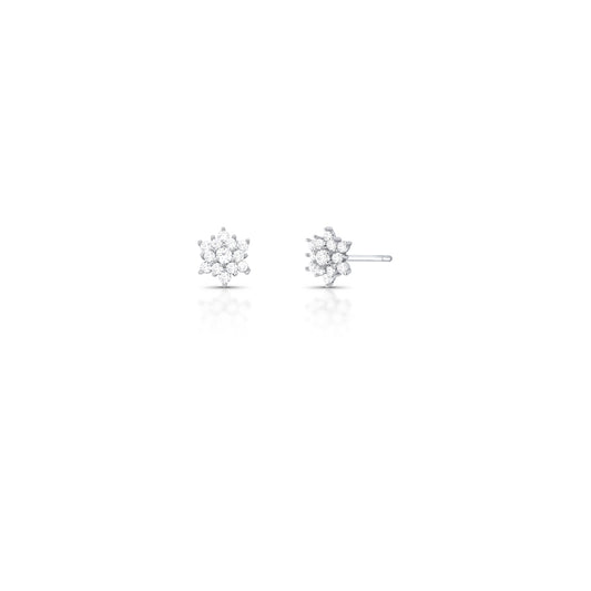 Brinco Flor 2mm Cravejado Prata 925