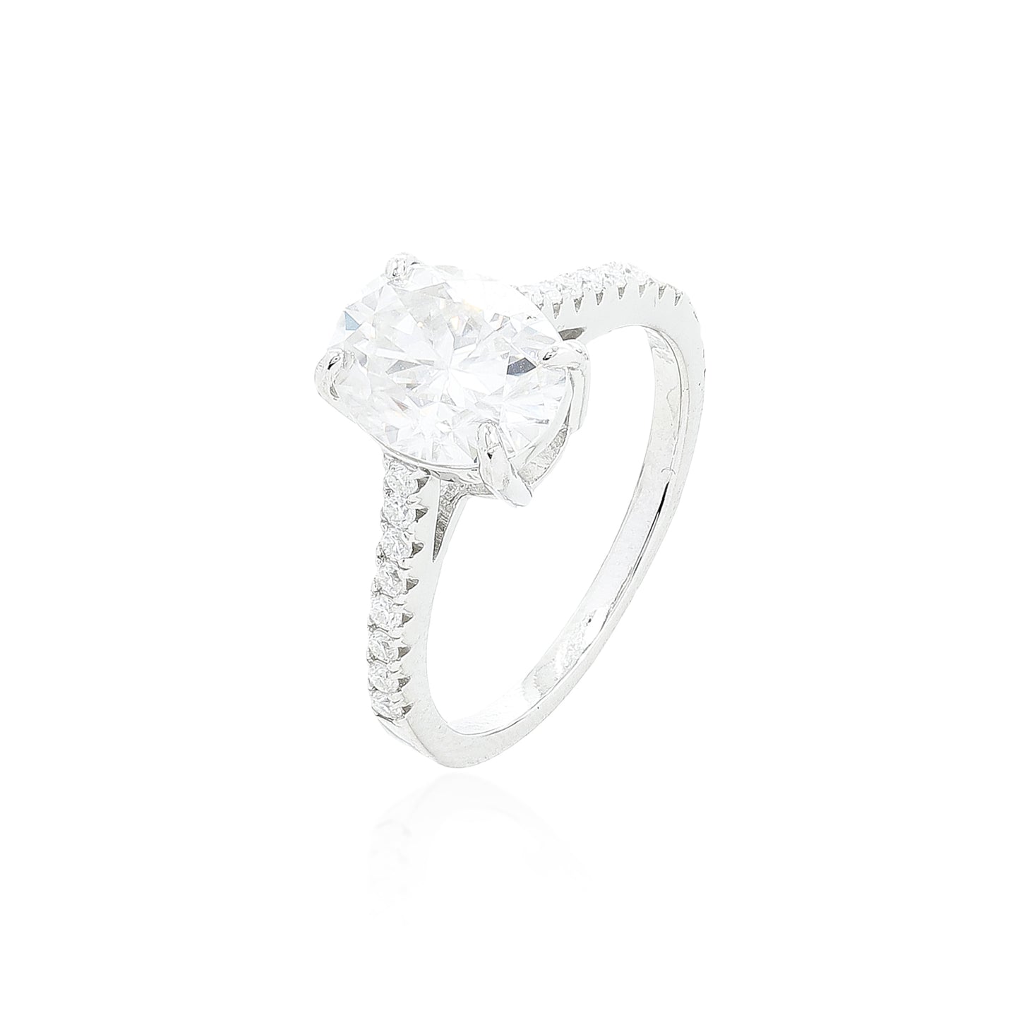 Anel em Moissanite Solitário Oval Prata 925