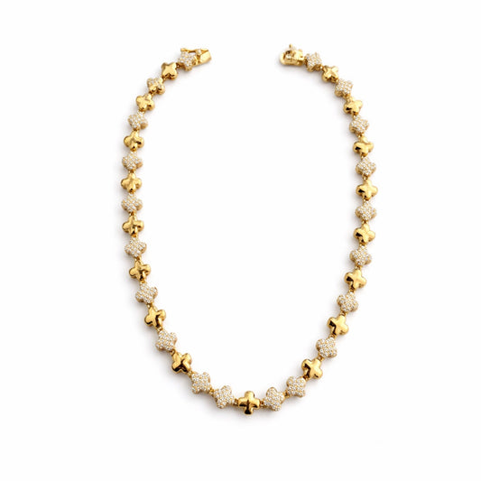 Colar Trevos Liso Cravejado