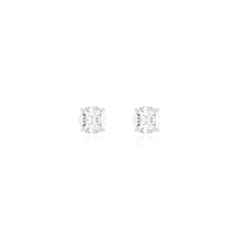Brinco Ponto de Luz 8.0 mm  em Moissanite Prata 925