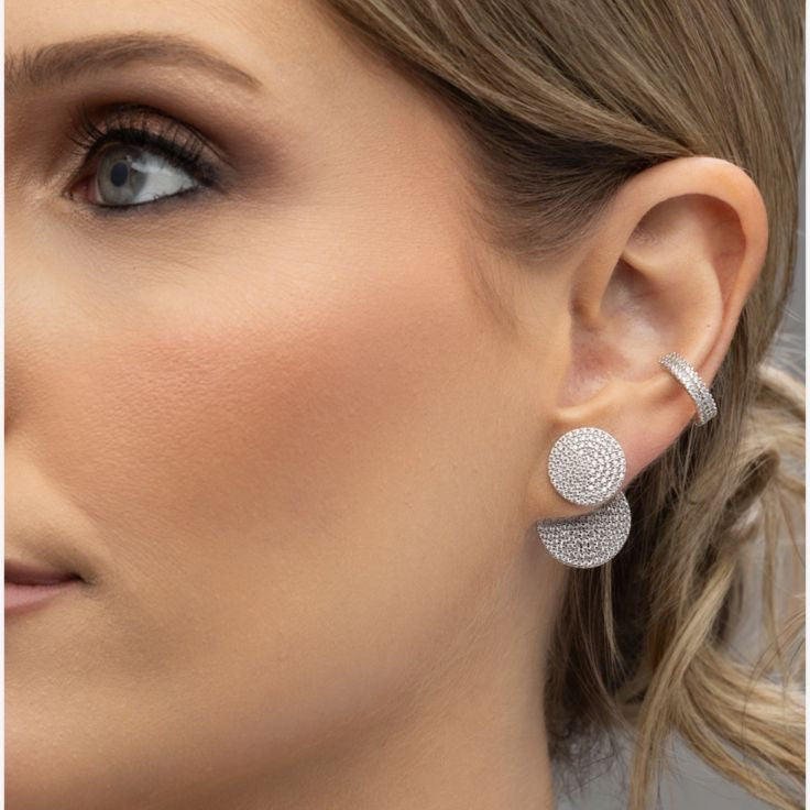 Brinco Ear Jacket Circulo Cravejado