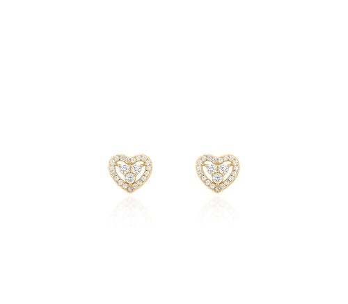 Brinco Coração Prata 925 - Ouro 18k