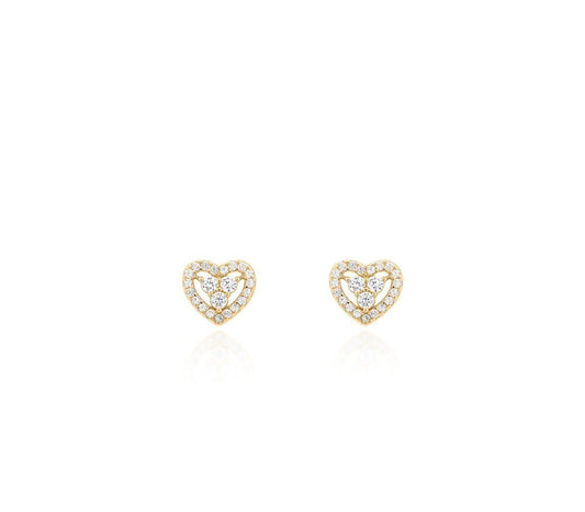 Brinco Coração Prata 925 - Ouro 18k