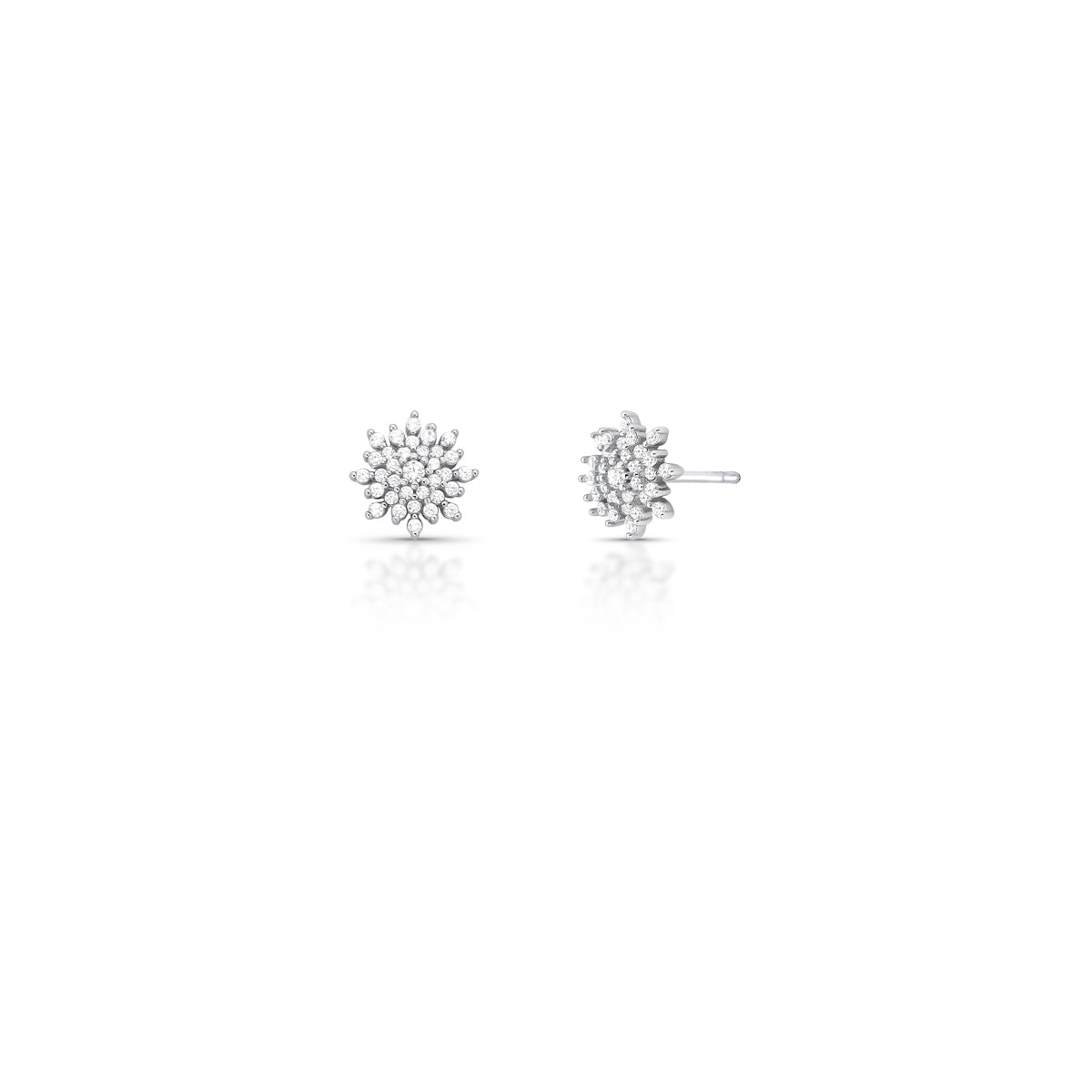 Brinco Flor 2mm Cravejado Prata 925