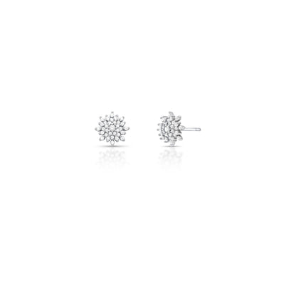 Brinco Flor 2mm Cravejado Prata 925