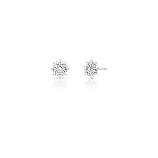 Brinco Flor 2mm Cravejado Prata 925