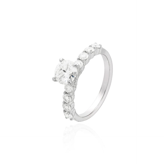 Anel em Moissanite Solitário Prata 925