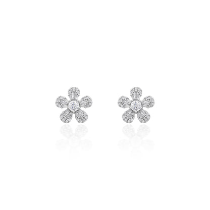 Brinco Flor Cinco Pétalas Prata 925