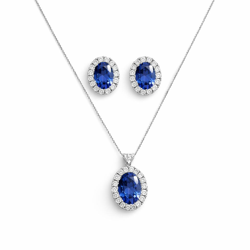 Conjunto Oval Cravejado Prata 925