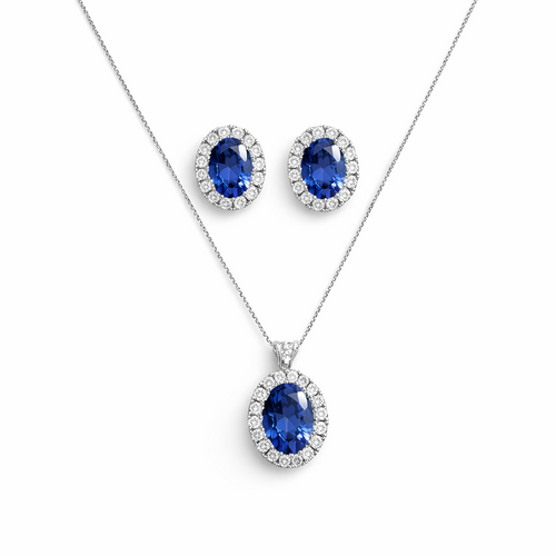 Conjunto Oval Cravejado Prata 925