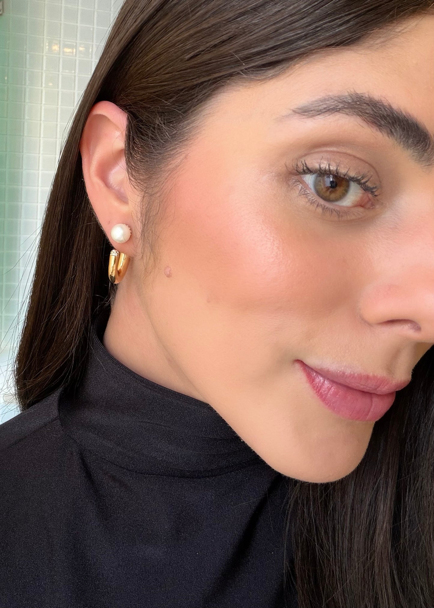 Argola Ear Jacket Pérola