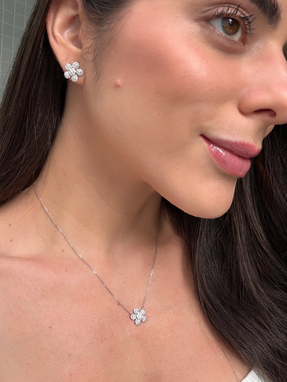 Conjunto Flor Prata 925