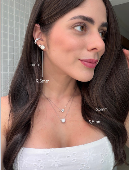 Colar Solitário 6.5mm em Moissanite Prata 925