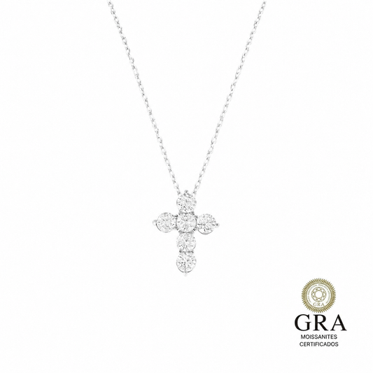 Colar Cruz em Moissanite Prata 925