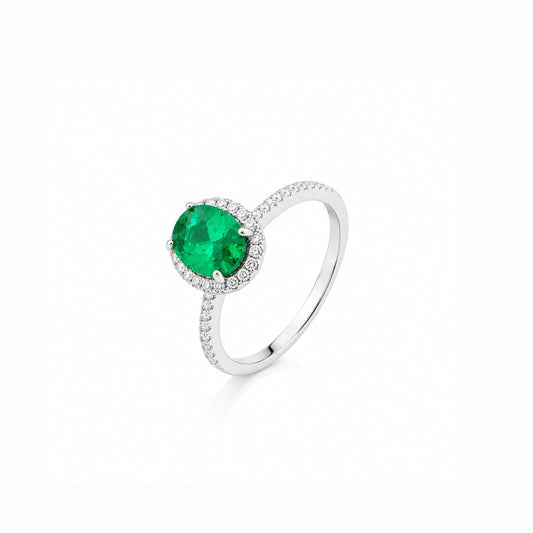 Anel Oval Cravejado Prata 925