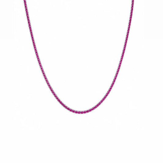 Colar Riviera Safira Pink - 40cm